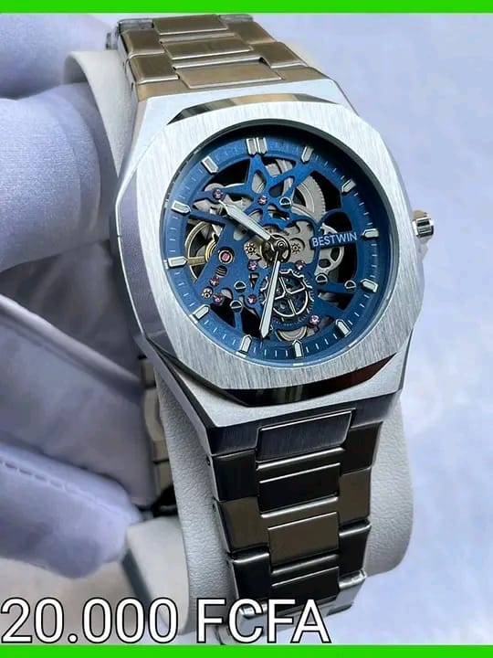 Montre de luxe Bestwin cadran squelette (Bleu)