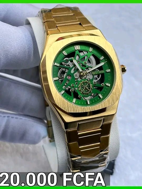 Montre de luxe Bestwin cadran squelette (Vert)
