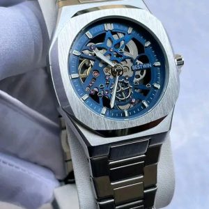 Montre Automatique Squelette de Luxe – Design Or & Argent